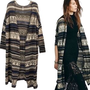 Free People | Wool Blend Multi-Color Aztec Stripe Tribal Boho Duster Cardigan